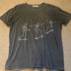 Urban Outfitters Gray Skeleton Skateboard Tee